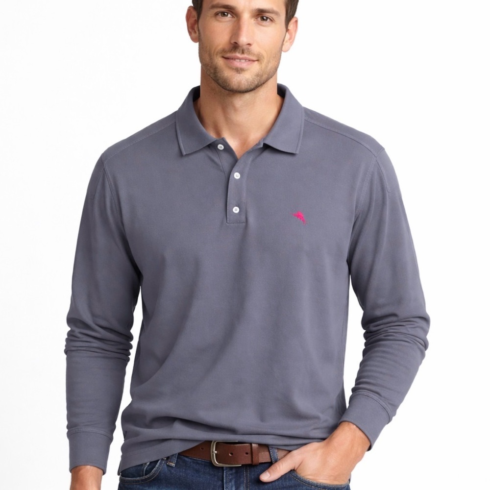 Tommy Bahama Emfielder Long Sleeve Polo XXL Gray
M